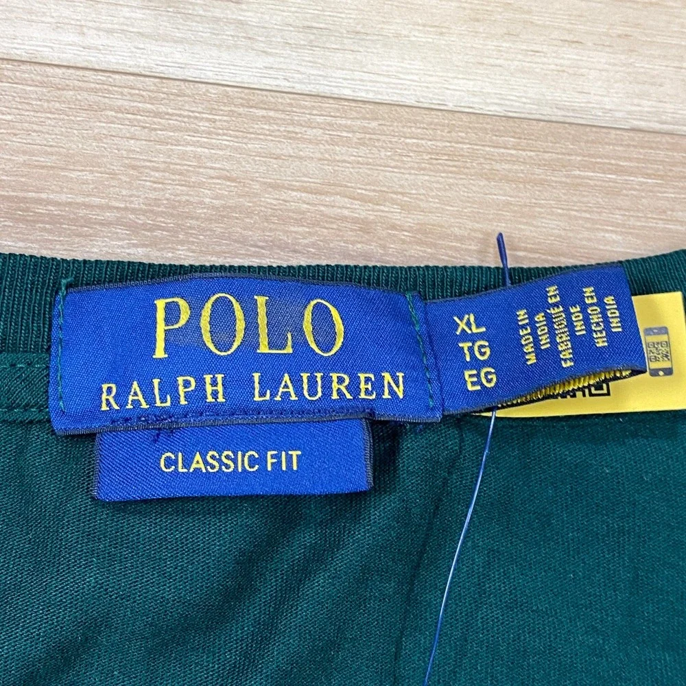 Polo Ralph Lauren T-Shirt Mens XL Big Pony Plaid Cotton Classic Fit Green
